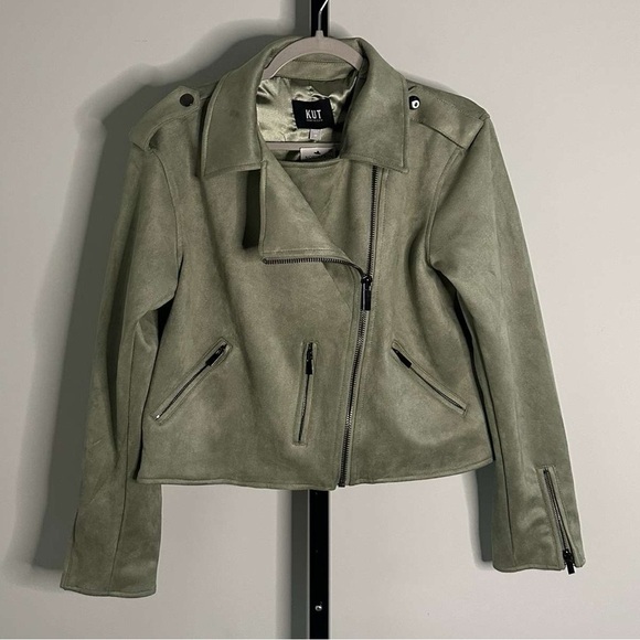 KUT from the Kloth-Jackie Moto Jacket-size Medium-Celery-MWT - Picture 1 of 10